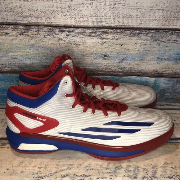 ADIDAS CRAZYLIGHT BOOST USA WHITE ROYAL BLUE RED - Picture 3 of 8